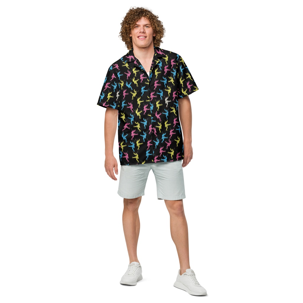 CMYK Evzones Black Hawaiian Unisex button shirt