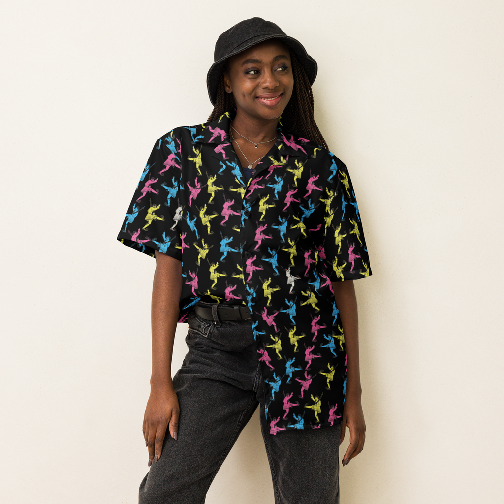 CMYK Evzones Black Hawaiian Unisex button shirt