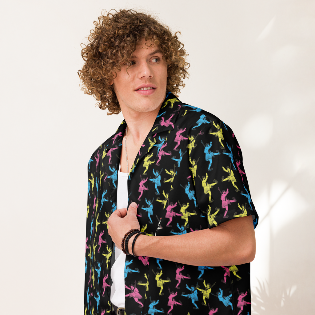 CMYK Evzones Black Hawaiian Unisex button shirt