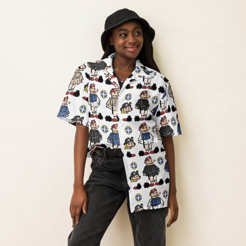 Happy Evzones Hawaiian Unisex button shirt