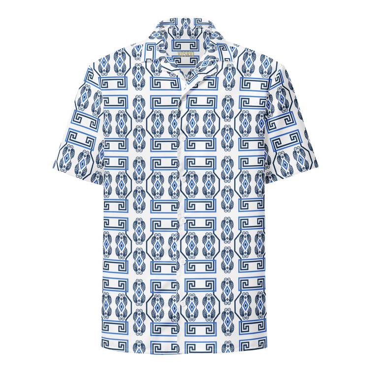 Greek Key Hawaiian Unisex button shirt