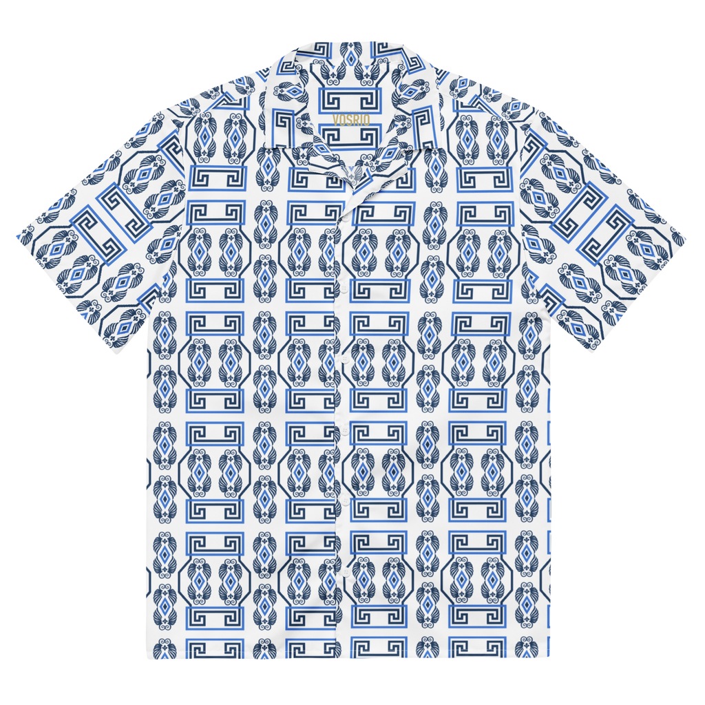 Greek Key Hawaiian Unisex πουκάμισο με κουμπί