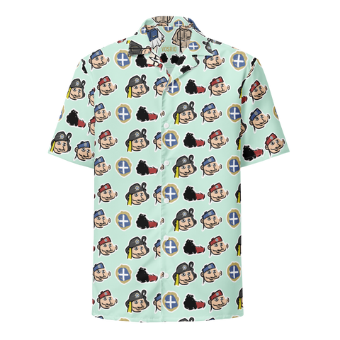 Happy Evzones Heads Aegean HawaiianUnisex button shirt