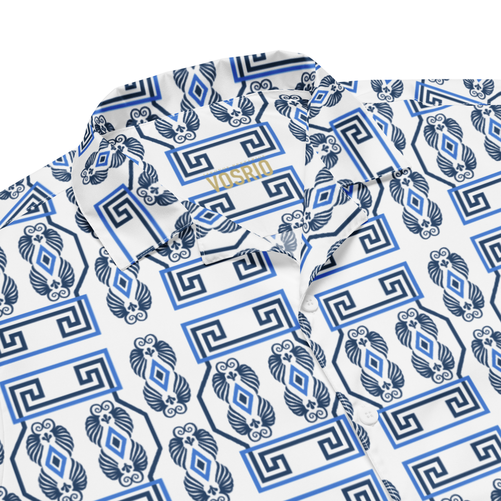 Greek Key Hawaiian Unisex πουκάμισο με κουμπί