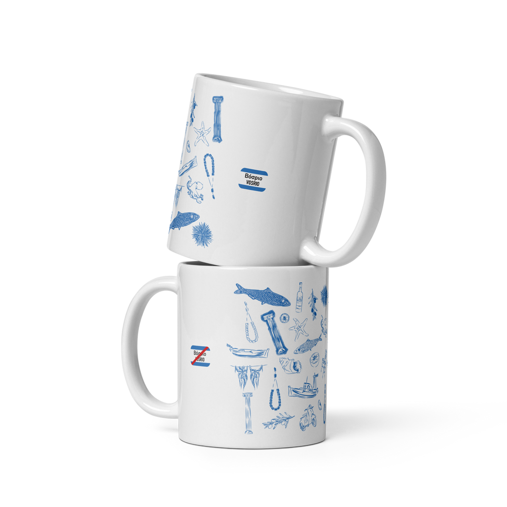 Greek Sardelles White glossy mug