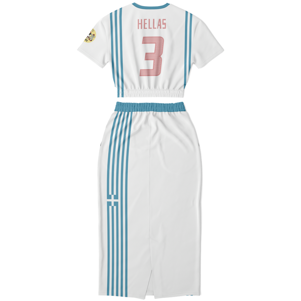 Hellas Athletic Represent Cropped Short Sleeve Sweatshirt & Long Pocket Skirt
