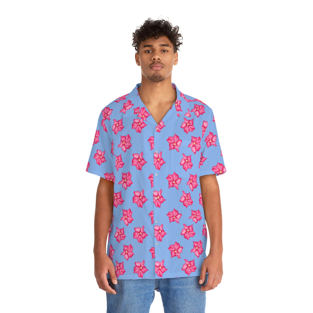 Where Were You Flower Blue Men's Hawaiian Shirt