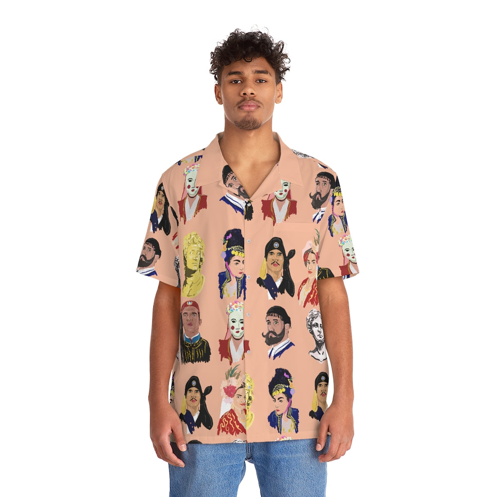 Greek Head Shots Peach Hawaiian Shirt