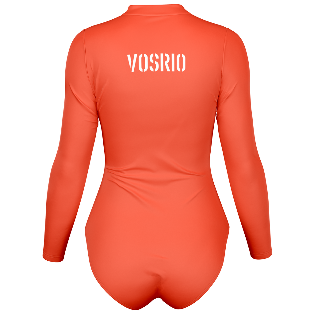 Leros Diving Academy 1991 Women's Orange Long Sleeve Body Suit