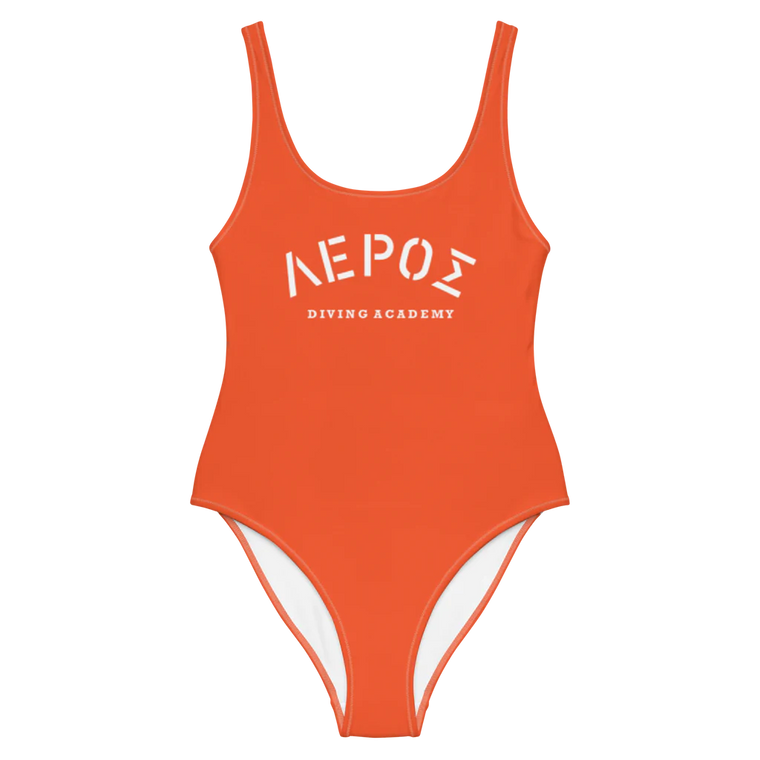 Leros Diving Academy Orange 1991 One-Piece Swimsuit
