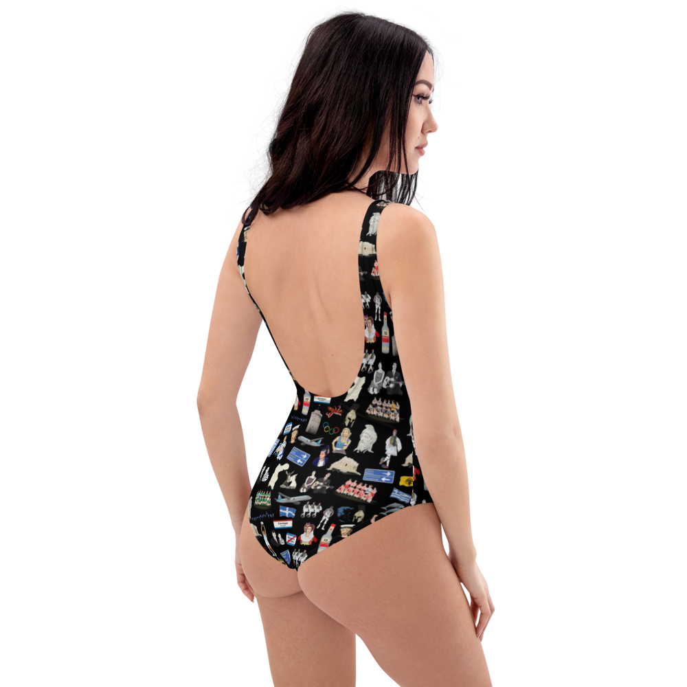 So You're Greek Too Black One-Piece Swimsuit