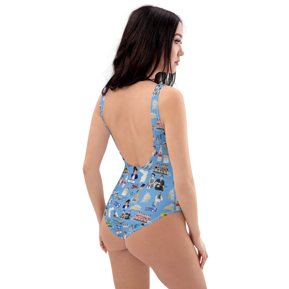 So You're Greek Too Blue One-Piece Swimsuit