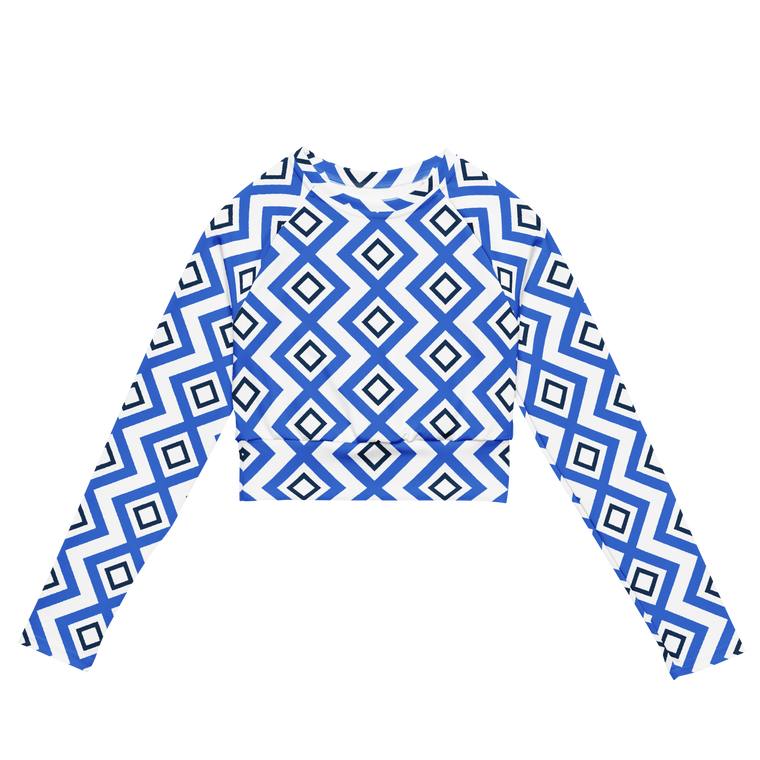 The Key Greek Pattern Recycled long-sleeve crop top