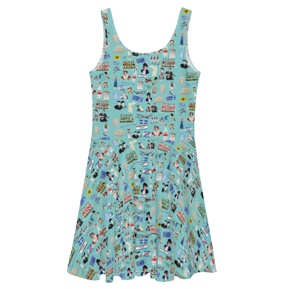 So You're Greek Too Turquoise Skater Dress