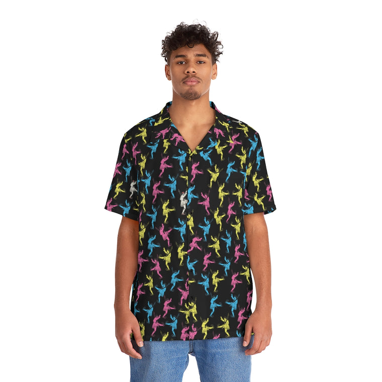 Evzones CMYK Black Men's Hawaiian Shirt