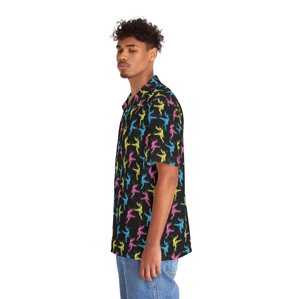 Evzones CMYK Black Men's Hawaiian Shirt