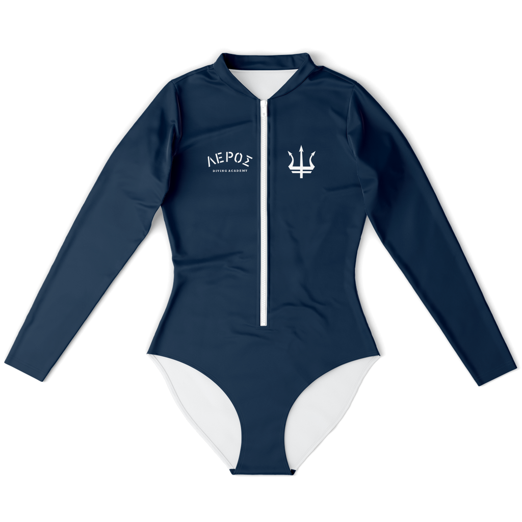 Leros Diving Academy 1991 Women's Navy Long Sleeve Body Suit