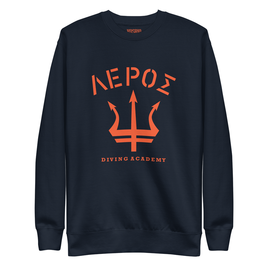 Leros Diving Academy 1991 Orange Logo Unisex Premium Sweatshirt