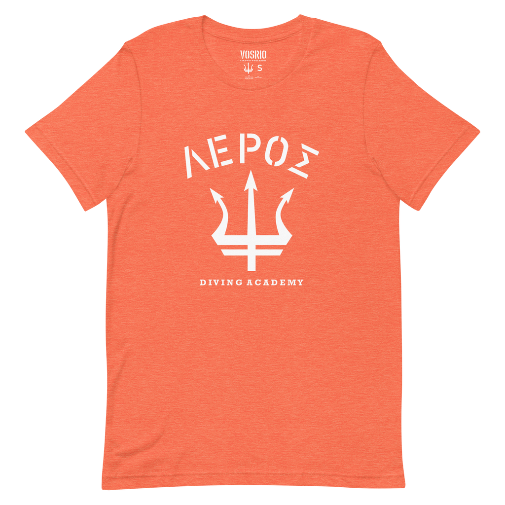 Leros Diving Academy 1991 Orange logo unisex t-shirt